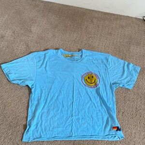 Aviator Nation Light Blue Kids Tee with Smiley Patch